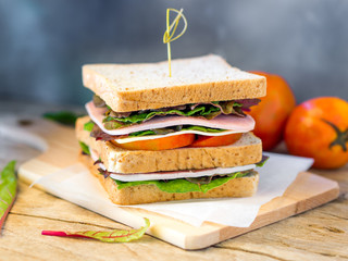 Homemade ham cheese sandwich for breakfast.