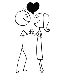 Vector Stick Man Cartoon of Man and Woman in Love