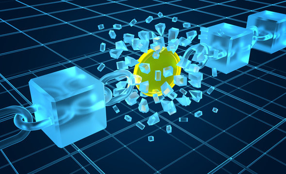 Block chain concept digital code chain 3d rendering