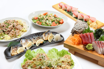 group shot of Japanese food dishes