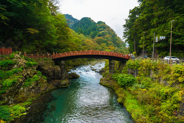 Shinkyo Bridge red wood in Nikko heritage