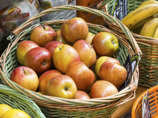 basket with apples in the market