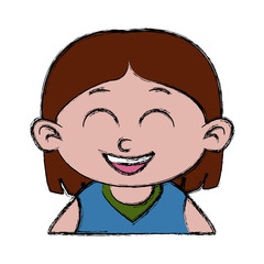 Cute girl face cartoon icon vector illustration graphic design