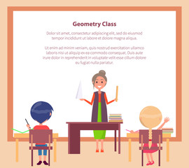 Fototapeta premium Geometry Class Web Banner with Place for Text