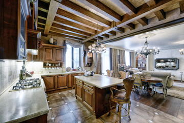 Interior design modern kitchen in the new house.