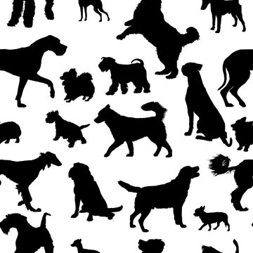 Seamless pattern with dog silhouettes