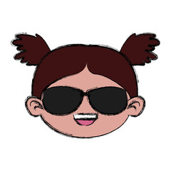 Cute girl with sunglasses cartoon icon vector illustration graphic design