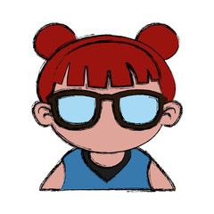 Cute girl with sunglasses cartoon icon vector illustration graphic design