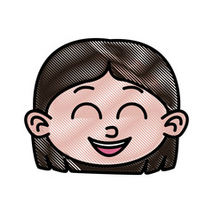 Cute girl face cartoon icon vector illustration graphic design