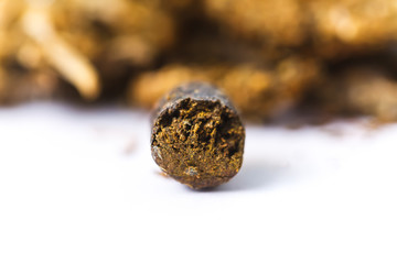twisted hemp. narcotic hashish closeup