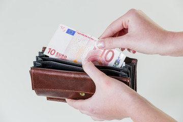 wallet with euro bills
