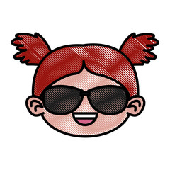 Cute girl with sunglasses cartoon icon vector illustration graphic design