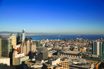 Fototapeta na wymiar Downtown San Francisco and bay area on sunny day