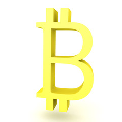 3D illustration of bitcoin symbol