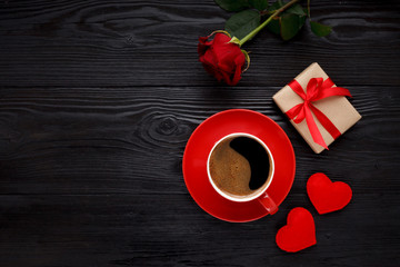 cup of coffee on black table