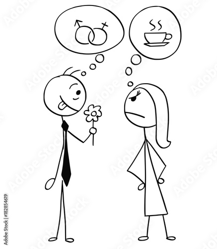 Vector Cartoon Of Man And Woman On Date Different Ideas
