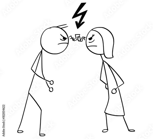 Vector Cartoon Of Man And Woman In Fight Anger With Lightning Bolt Flash Symbol Vector Cartoon Of Man And Woman In Fight Anger With Lightning Bolt Flash Symbol