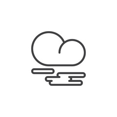 Mist fog and cloud line icon, outline vector sign, linear style pictogram isolated on white. Fog or smoke symbol, logo illustration. Editable stroke