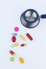 colorful tablets a stethoscope