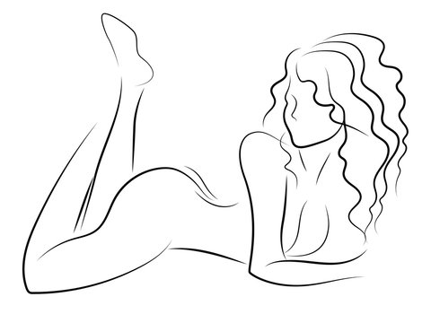line illustration of a girl silhouette