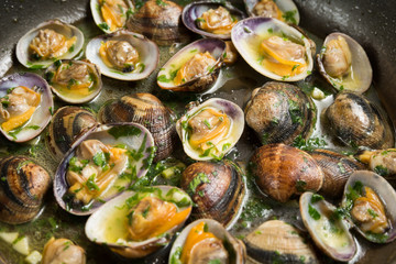 Clam shell chowder, zuppa di vongole, Mediterranean Cuisine
