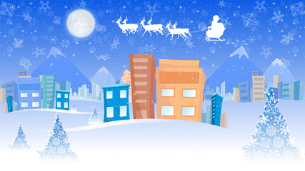 Santa Claus, Christmas, New year greetings, Gifts, urban background