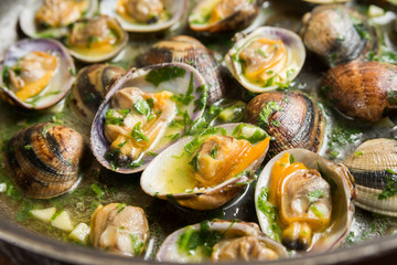 Clam shell chowder, zuppa di vongole, Mediterranean Cuisine
