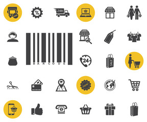 Bar code icon. Simple shopping icons set. Universal shopping icon to use for web and mobile UI, set of basic UI shopping elements.