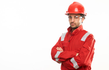 Professional engineer worker in a helmet