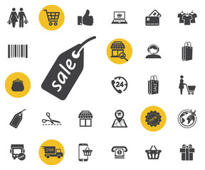 sale tag icon, stock vector illustration. Simple shopping icons set. Universal shopping icon to use for web and mobile UI, set of basic UI shopping elements.