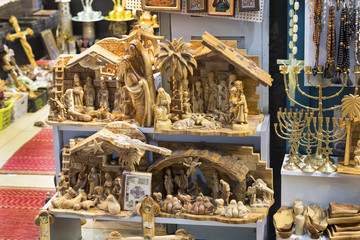  The market of religious objects of worship of different religions in the territory of the old Jerusalem