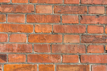 Texture of the red brick wall as a background