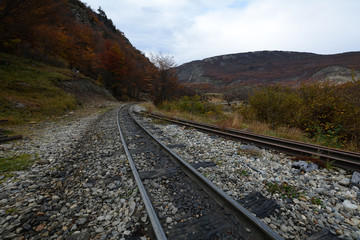 Railroad in mountain.