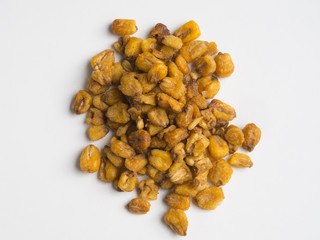 Toasted corn on white background