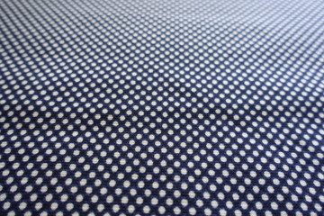 Polka dotted textile in navy blue and white