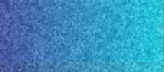 Blue Gradient Background with Low Poly Triangle Pattern. Shiny Crystal Geometric Faceted Texture. Vector Graphic for Web, Mobile Interfaces or Print Design. Horizontal Layout. © Artefficient