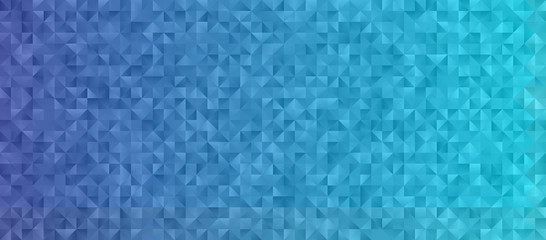 Blue Gradient Background with Low Poly Triangle Pattern. Shiny Crystal Geometric Faceted Texture. Vector Graphic for Web, Mobile Interfaces or Print Design. Horizontal Layout. - 182861025