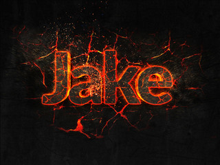 Jake Fire text flame burning hot lava explosion background. © 7cgart