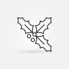 Holly berry outline icon. Vector Christmas line symbol