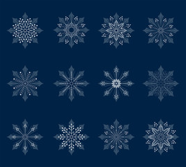 Naklejka na ściany i meble christmas set of snowflakes