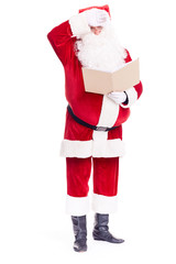 Christmas character Santa Claus holding book with blank cover