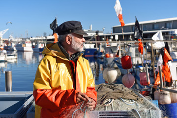 fisherman working in the sea