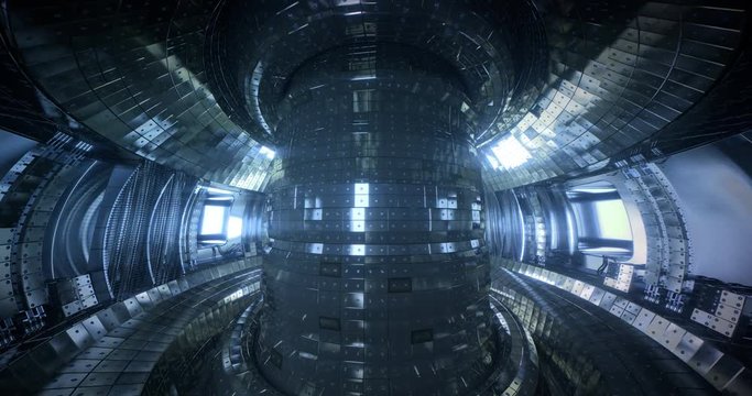Fusion reactor Tokamak. Reaction chamber. Fusion power. Seamless loop 4k uhd High quality realistic animation 