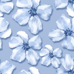 Floral seamless pattern 8. Watercolor background with delicate blue flowers