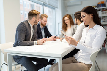 Team of architects working together on project