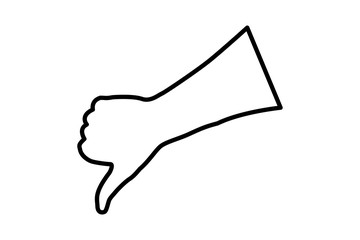 Hand - thumbs down - vector illustration - black and white