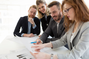 Team of architects working together on project