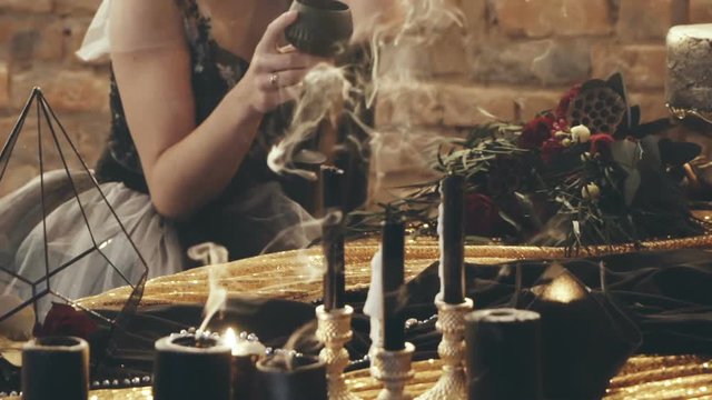Woman with candles divination magic