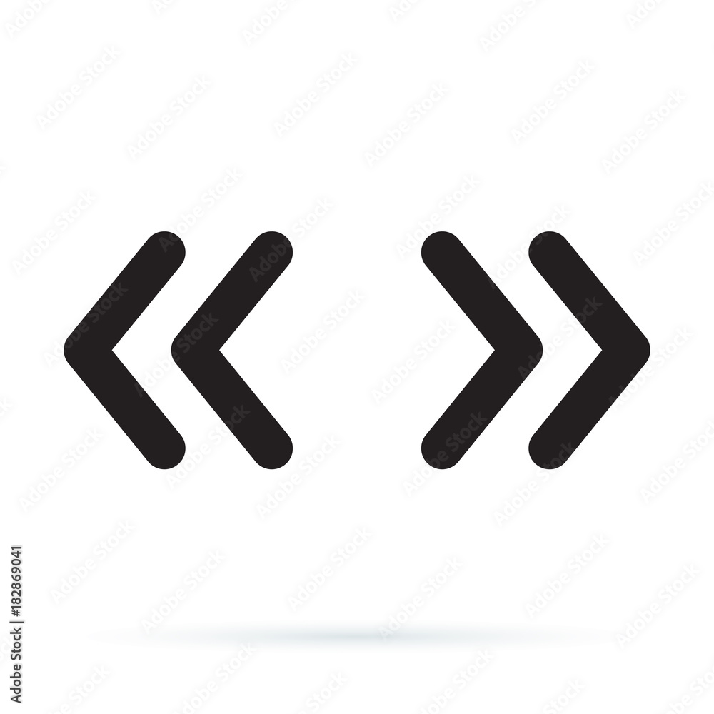 Wall mural vector double rounded chevron arrows. fast forward, skip or next and previous sidebar tab icon. - Wall murals