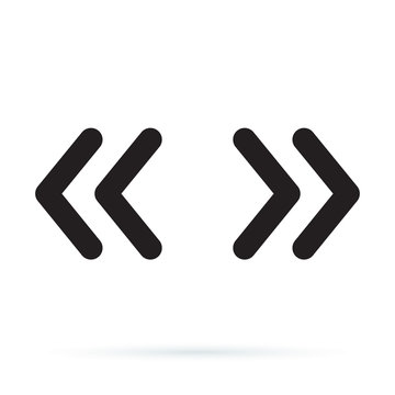 Vector double rounded chevron arrows. Fast forward, skip or next and previous sidebar tab icon.